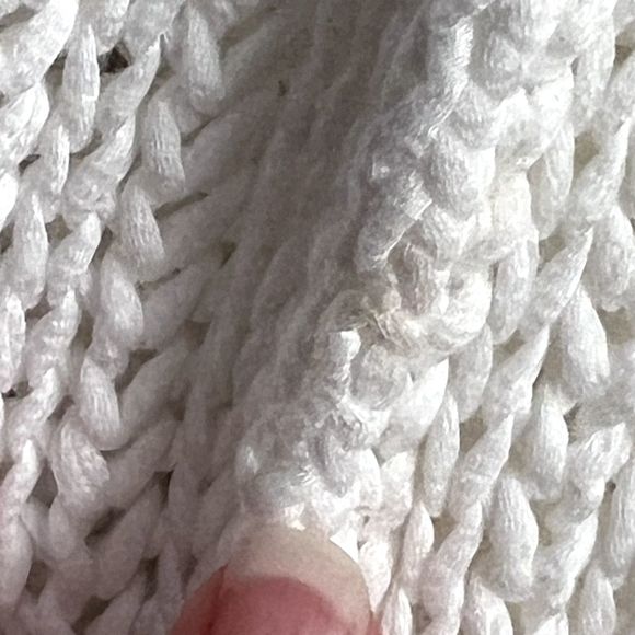 Ann Taylor Loft Sz S Long-Sleeve Open Knit Sweater White 100% Cotton V-Neck - Picture 10 of 10
